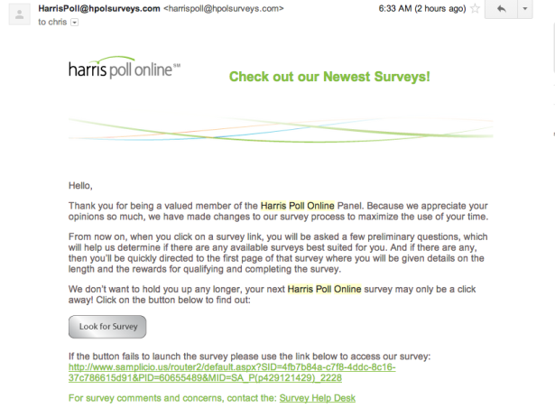 Harris Poll e-mail