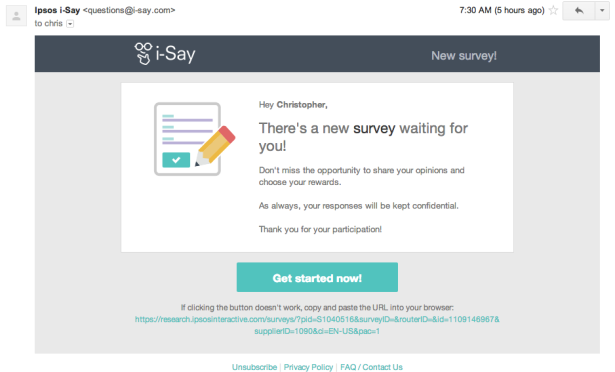 Ipsos i-Say Email invitere